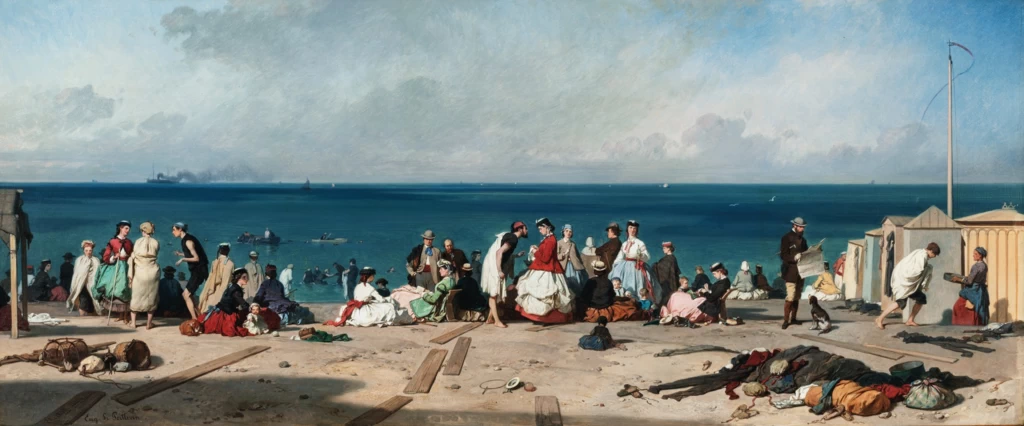 Bagni marini, spiaggia di Etretat, 1864